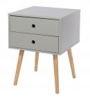 Scandia, 2 drawer & wood legs bedside cabinet, grey