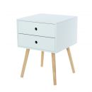 Scandia, 2 drawer & wood legs bedside cabinet, white