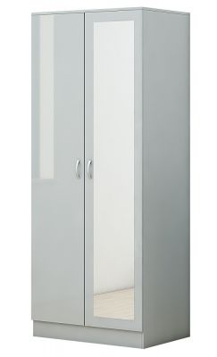 Chilton 2 Door Mirrored Grey Gloss Wardrobe