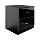 Chilton 2 Drawer Black Gloss Bedside Cabinet Table