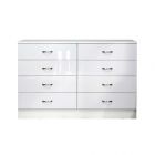 Chilton Modern White Gloss Wide Chest of 8 Drawers