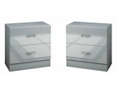 2 x Chilton 2 Drawer Grey Gloss Bedside Cabinets