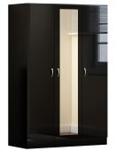 Chilton 3 Door Mirrored Black Gloss Wardrobe
