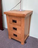 Compton Oak 3 Drawer Large Bedside Table - Ex-Display -  Clearance