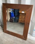 67cm x 56cm Pine Dark Frame Wall Mirror (Bevelled Edged Glass)