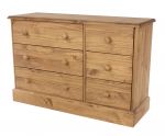 Cotswold Waxed 3+3 Drawer Wide Chest