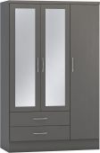 Nevada 3D Grey Effect 3 Door 2 Drawer Mirrored Wardrobe