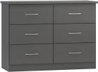 Nevada 3D Grey Effect 6 Drawer Wide Chest