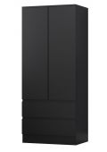 Stora Modern 2 Door 2 Drawer Combination Wardrobe  Black Matt
