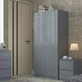 Stora Modern 2 Door Grey Gloss Wardrobe