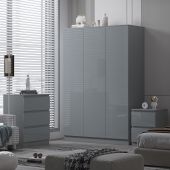 Stora Modern 3 Door Grey Gloss Wardrobe