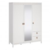 Barcelona Wardrobe with 2 Doors 1 Mirror Door 2 Drawers in White