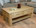 Mobel Oak 4 drawer coffee table with shelf