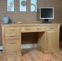 Mobel Oak Twin pedestal oak computer desk