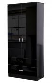 Chilton 2 Door 2 Drawer Combination Black Gloss Wardrobe