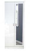 Chilton 2 Door Mirrored White Gloss Wardrobe