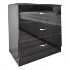 Chilton Modern Black Gloss 3 Drawer Chest of Drawers