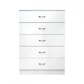 Chilton Modern High White Gloss 5 Drawer Chest