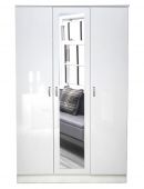 Chilton 3 Door Mirrored White Gloss Wardrobe