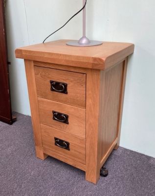 Compton Oak 3 Drawer Large Bedside Table - Ex-Display -  Clearance