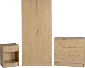 Bellingham Bedroom Package. Wardrobe, Chest, Bedside.