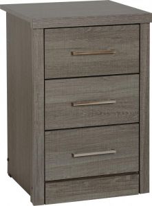 Lisbon 3 Drawer Bedside in Black Wood Grain