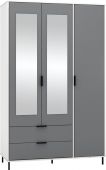 Madrid 3 Door 2 Drawer Mirrored Wardrobe Grey/White Gloss