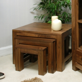 Mayan Walnut Nest of 3 Coffee Tables