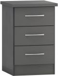 Nevada 3D Grey Effect 3 Drawer Bedside