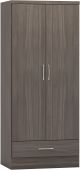 Nevada Black Wood Grain 2 Door 1 Drawer Wardrobe