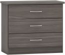 Nevada Black Wood Grain 3 Drawer Chest