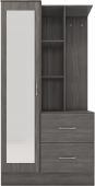 Nevada Black Wood Grain Mirrored Open Shelf Wardrobe