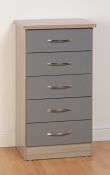 Nevada Grey 5 Drawer Narrow Chest