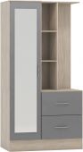 Nevada Grey Mirrored Open Shelf Wardrobe