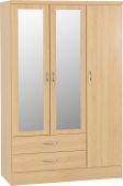 Nevada Sonama Oak 3 Door 2 Drawer Mirrored Wardrobe