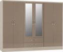 Nevada Oyster 6 Door 2 Drawer Mirrored Wardrobe