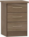 Nevada Rustic Oak 3 Drawer Bedside