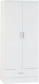 Nevada White 2 Door 1 Drawer Wardrobe