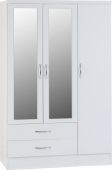 Nevada White 3 Door 2 Drawer Mirrored Wardrobe