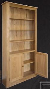 Quercus Bookcase With Cupboard Doors, Tongue And Groove Bookcase