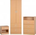 Polar Beech 2 Door Robe, 3 drawer chest, 1 drw bedside package offer.