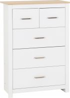 Portland 3+2 Drawer Chest White/Oak Effect