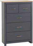 Portland 3+2 Drawer Chest Grey/Oak Effect