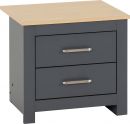 Portland 2 Drawer Bedside Grey/Oak Effect