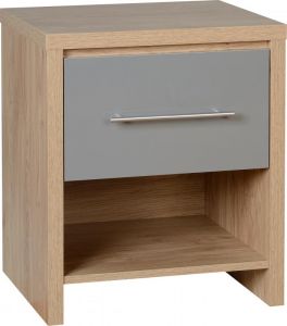 Seville High Gloss 1 Drawer Bedside - Grey