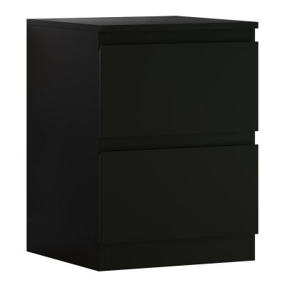 Stora Matt Black 2 Drawer Bedside