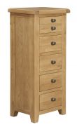 Toronto Oak 5 Drawer Narrow Chest