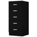 Tunis Matt Black 5 Drawer Tall Slim Chest Of Drawers