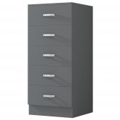 Tunis Matt Grey 5 Drawer Tall Slim Chest Of Drawers