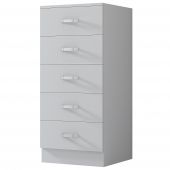 Tunis Matt White 5 Drawer Tall Slim Chest Of Drawers